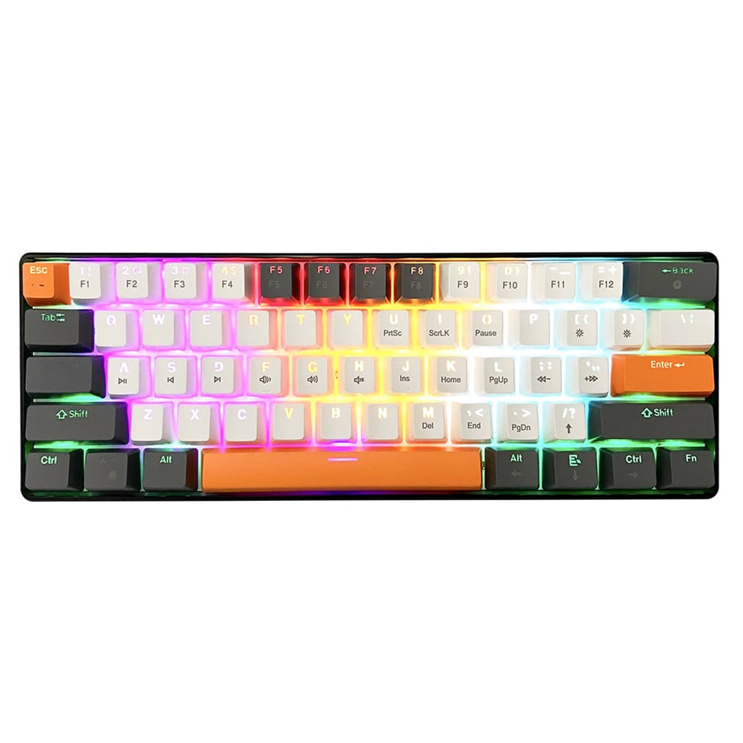 ZONE 61 - Kratka mehanička gaming tipkovnica, tihi crveni mehanički prekidači, bočno osvjetljenje, 61 tipka, USB-C, Mediatech