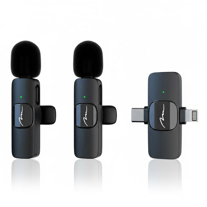 MICRO-MIC DUO – 2x bežični mikrofon za rever (set), na kopču, za iOS i Android (OTG), mini, superosjetljiv. USB-C i LIGHTNING, Mediatech