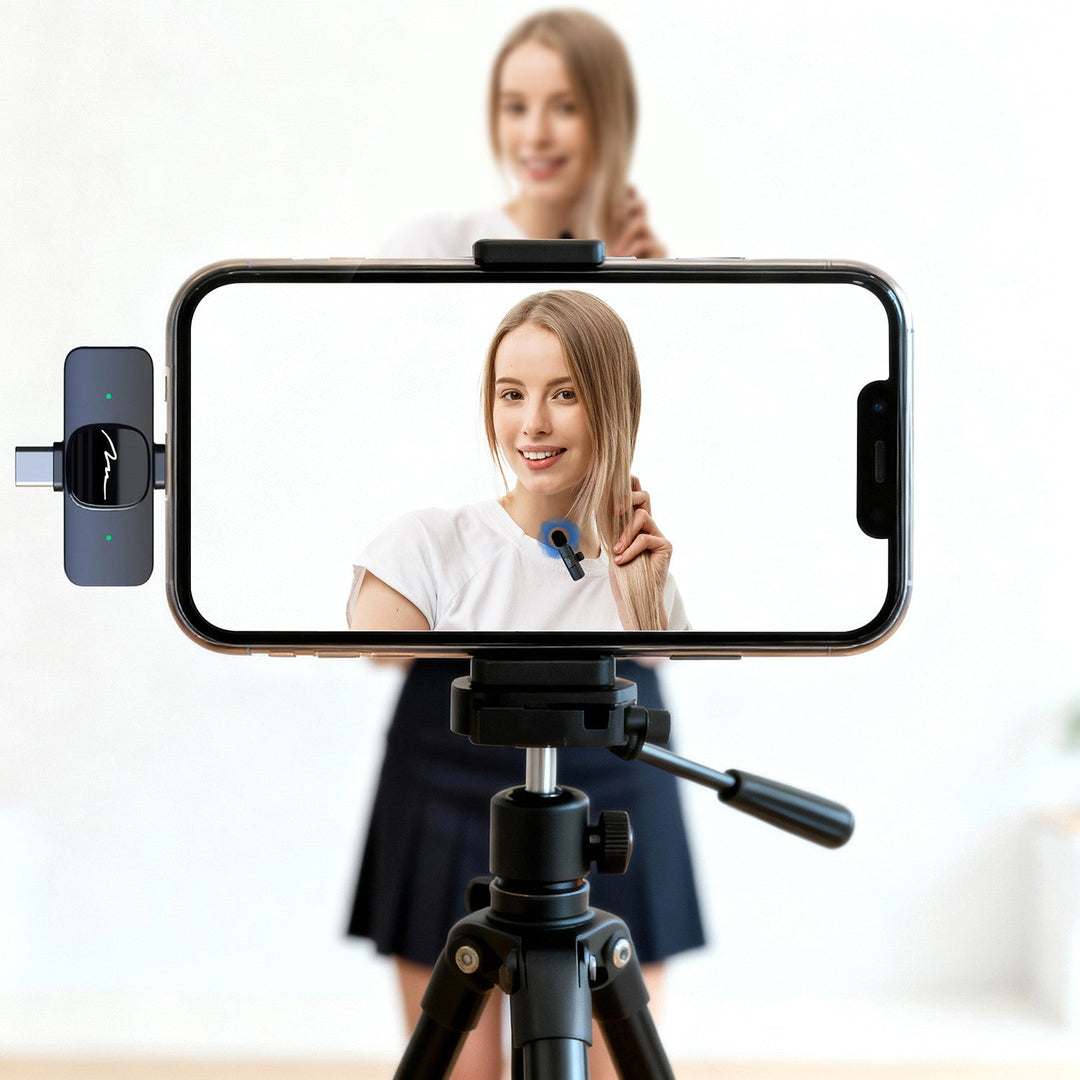 MICRO-MIC DUO – 2x bežični mikrofon za rever (set), na kopču, za iOS i Android (OTG), mini, superosjetljiv. USB-C i LIGHTNING, Mediatech