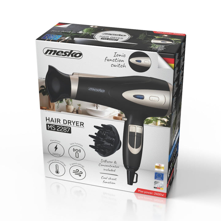 Mesko fen za kosu, funkcija ionizacije, difuzor, snaga 2200 W, crna, MS 2287
