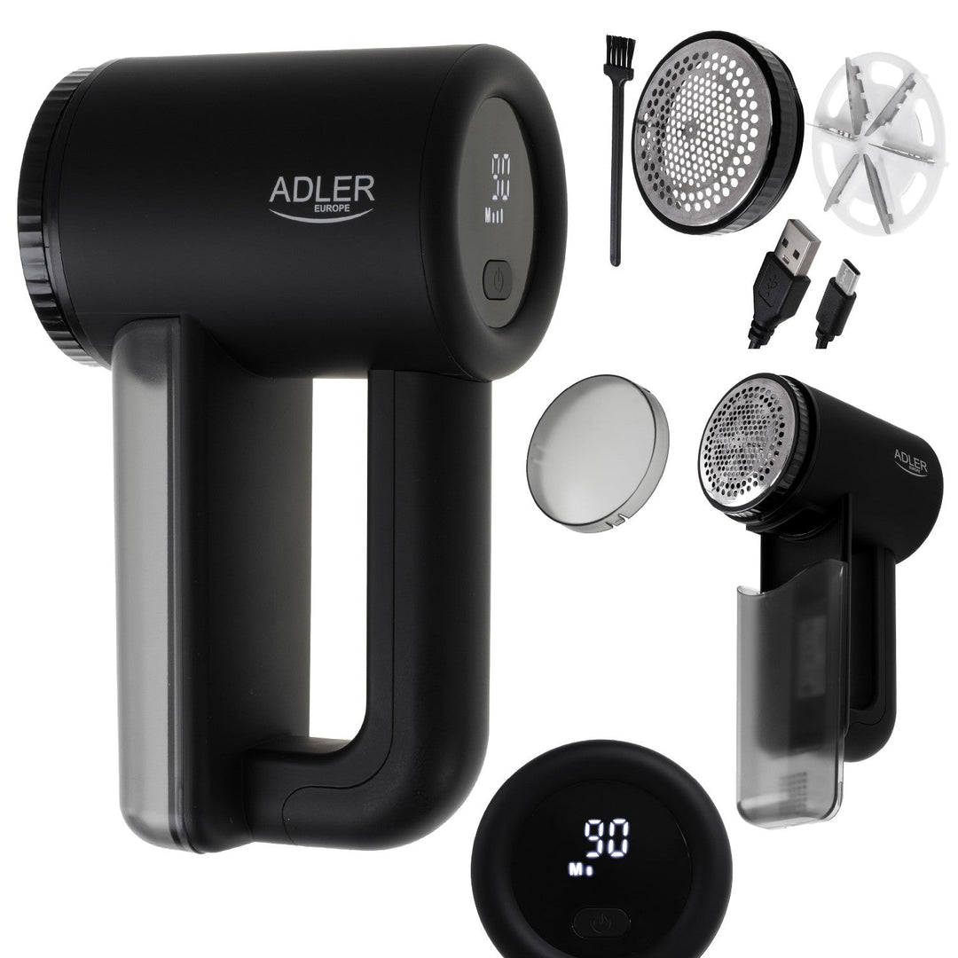 Adler uređaj za skidanje dlačica s tkanine, LCD zaslon, 3 brzine rada, crna, AD 9617 crna