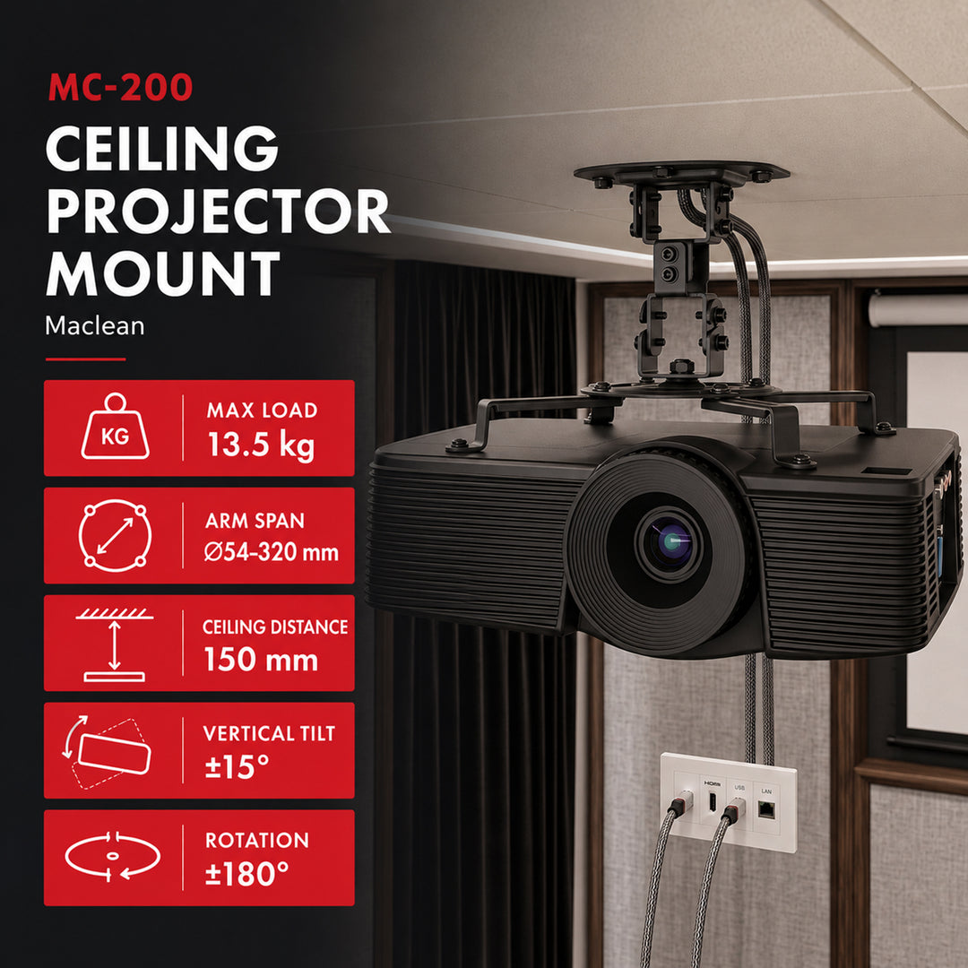 Maclean stropni nosač za projektore, 54–320 mm, do 13,5 kg, rotacija 360°, MC-200 B