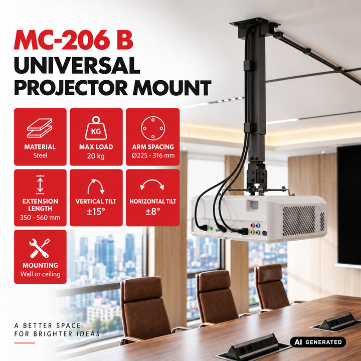 Maclean univerzalni nosač za projektor, crni, do 20 kg, MC-206 B