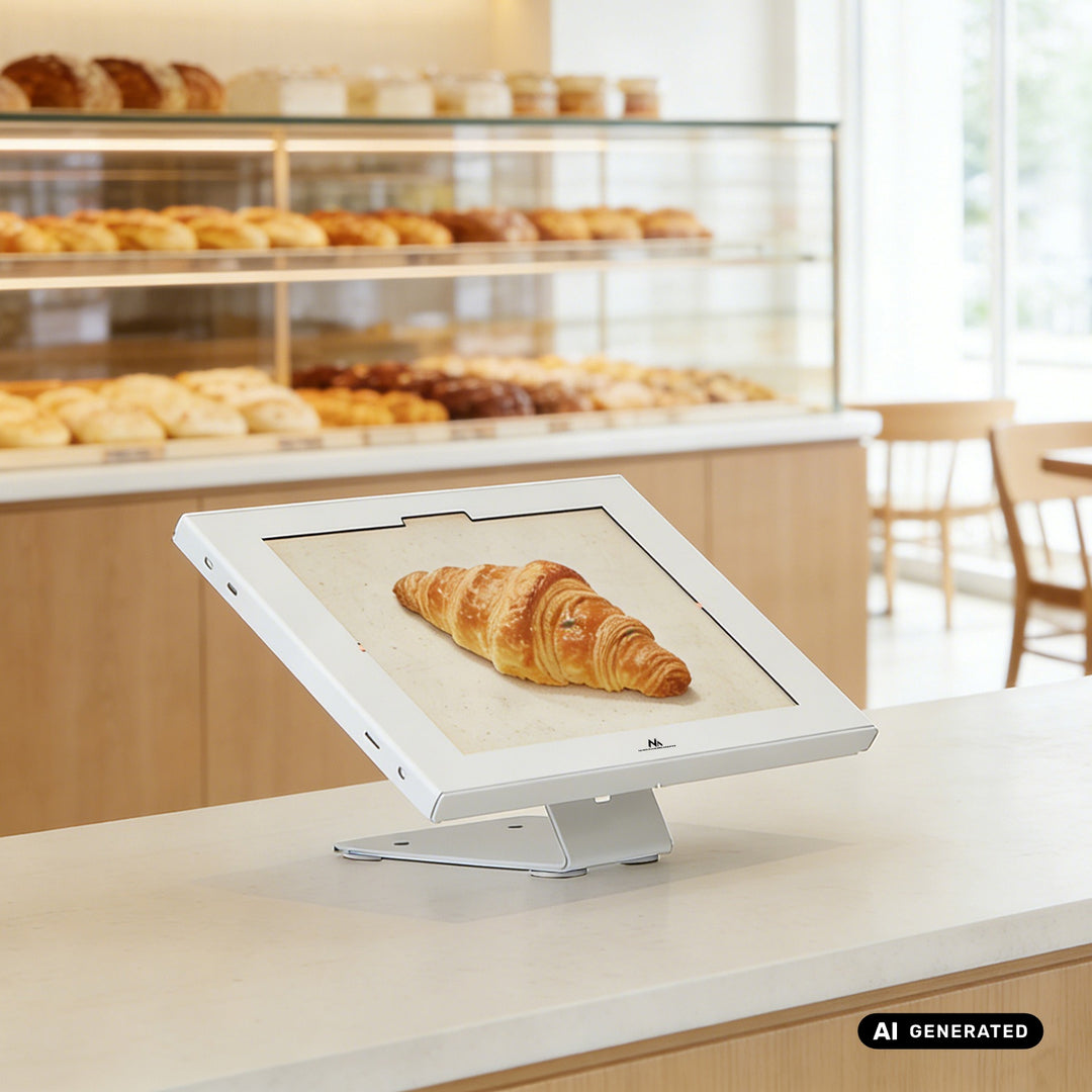 Držač za oglašavanje tableta Maclean, s mehanizmom zaključavanja, 12,4"–13", iPad Air/Pro, Samsung Tab S10+/S9+/S8+/S7+, 257x350x22 mm, MC-956 W