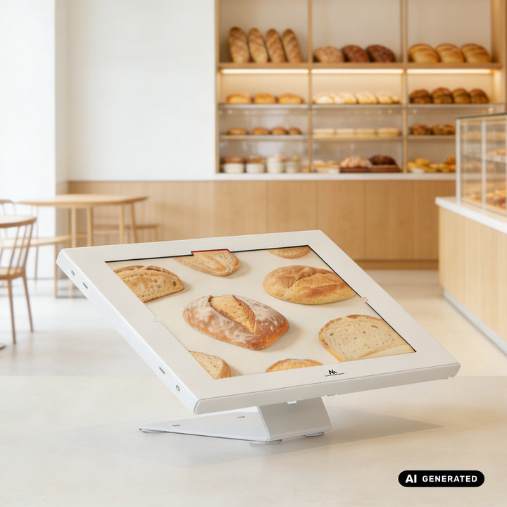 Držač za oglašavanje tableta Maclean, s mehanizmom zaključavanja, 12,4"–13", iPad Air/Pro, Samsung Tab S10+/S9+/S8+/S7+, 257x350x22 mm, MC-956 W