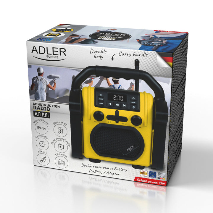 Adler konstrukcijski radio, Bluetooth 5.1, IPX 54, 10 W snage, AD 1911