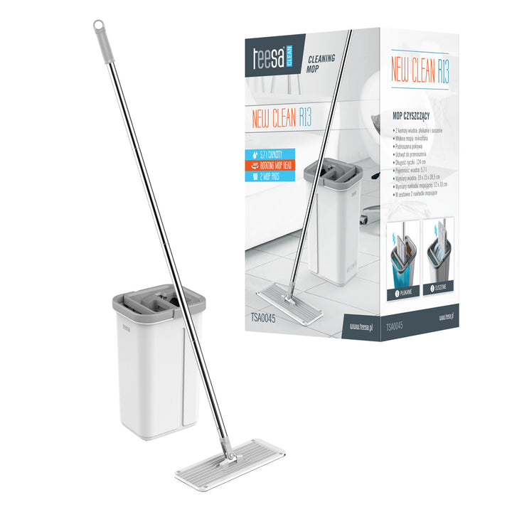 Teesa ravni mop za čišćenje, kanta s dva odjeljka, zapremina 5,7 l, New Clean R13, Teesa