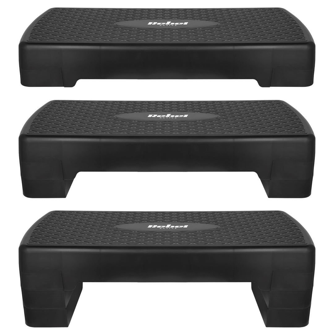 Rebel Active aerobik i fitness stepenica, 3 koraka, 68 cm, crna, RBA-3227-BK