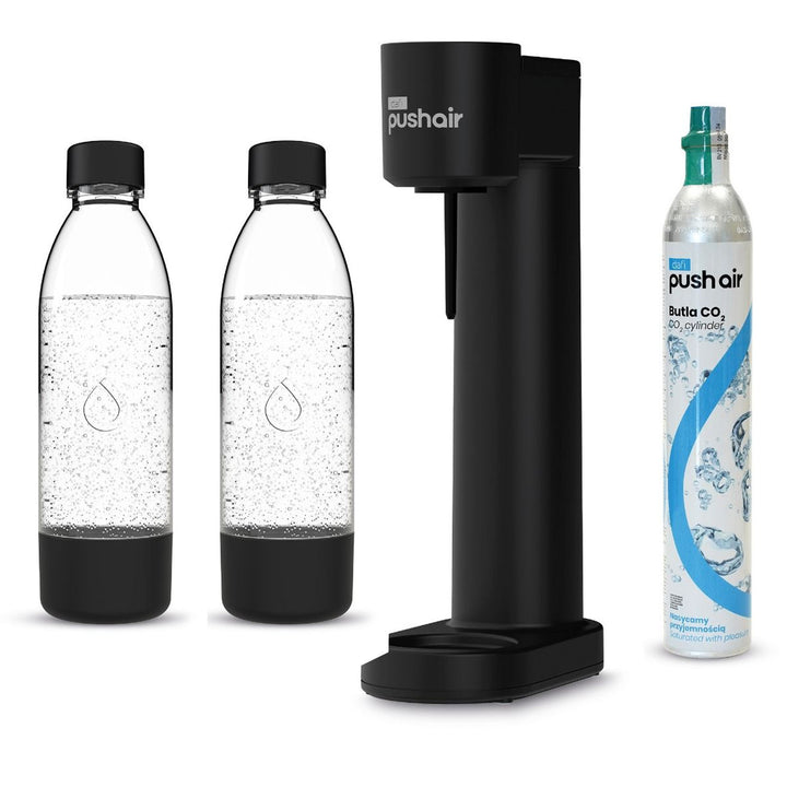 Dafi Push Air karbonizator, crni, uključuje 2 boce od 0,7 l i CO2 spremnik