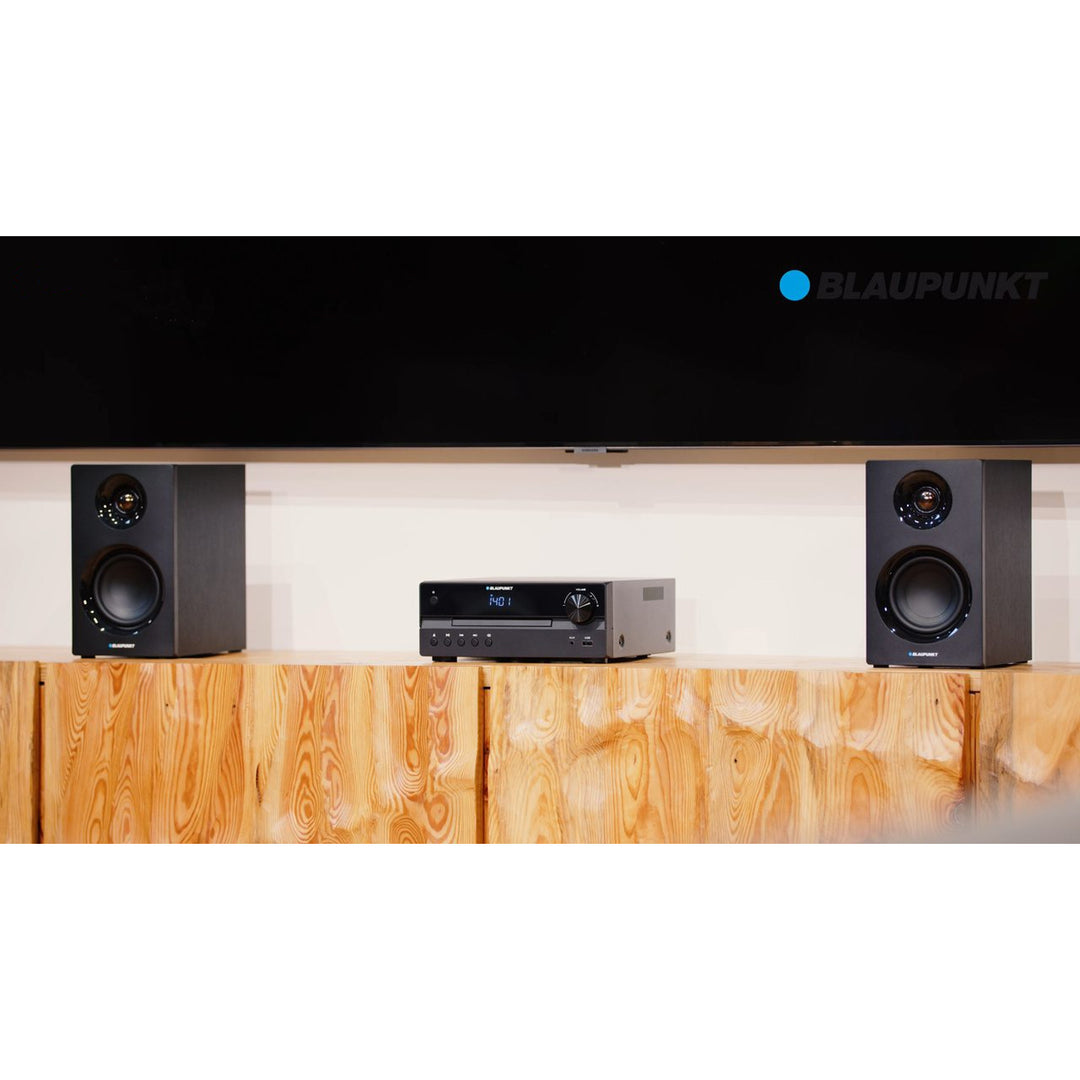 Blaupunkt mikrosustav, 240 W snage, HDMI/CD/USB/FM/BT/PLL, parametrijski ekvilajzer, LED zaslon, funkcija sata i alarma, crna, MS55SUB