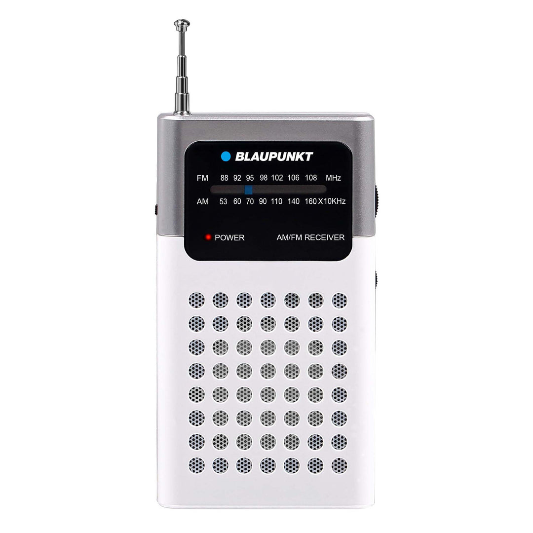 Blaupunkt prijenosni AM/FM radio, ugrađena mini-jack utičnica, ugrađeni pojačalo, teleskopska antena, lagan i kompaktan, napajanje dvjema 3V AA baterijama, PR4WH
