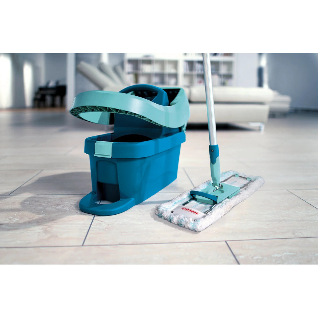 Leifheit Profi set, mop i kanta na kotačima, preša za cijeđenje s nožnom polugom, jednostavno pražnjenje, zapremina 8 l, Micro Duo podloga, 55096
