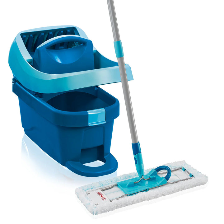 Leifheit Profi set, mop i kanta na kotačima, preša za cijeđenje s nožnom polugom, jednostavno pražnjenje, zapremina 8 l, Micro Duo podloga, 55096