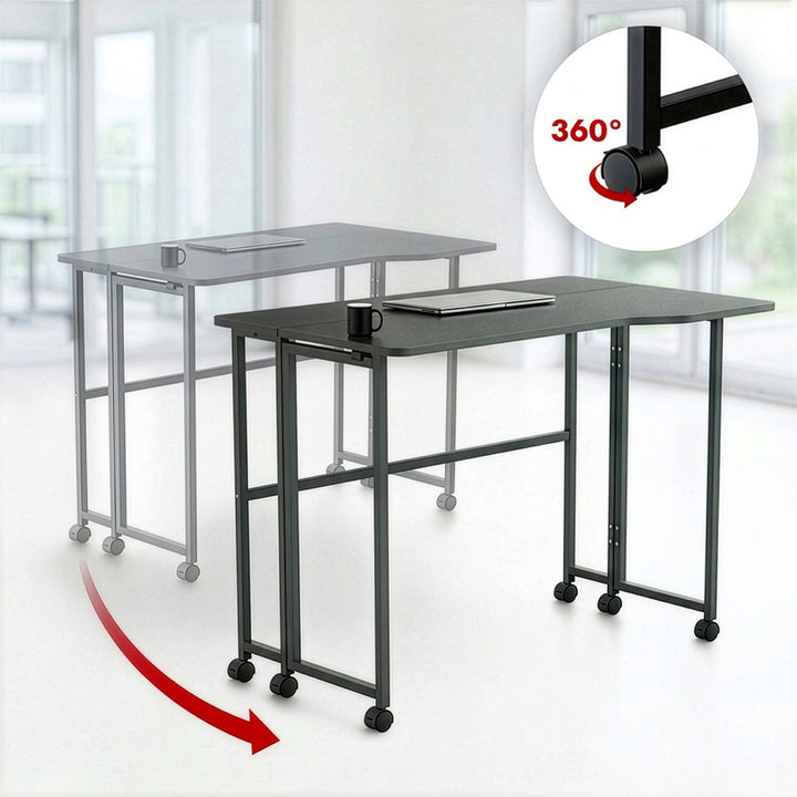 Sklopivi stol MacLean, crni, mobilni, 100x65 cm, max. 50 kg, L-oblik, MC-1250 L/B