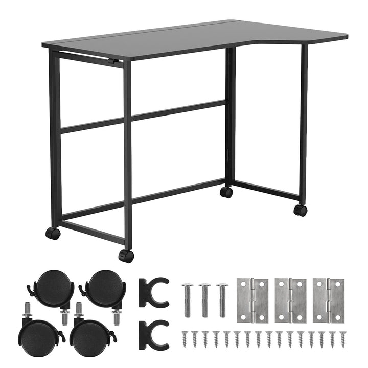 Sklopivi stol MacLean, crni, mobilni, 100x65 cm, max. 50 kg, L-oblik, MC-1250 L/B