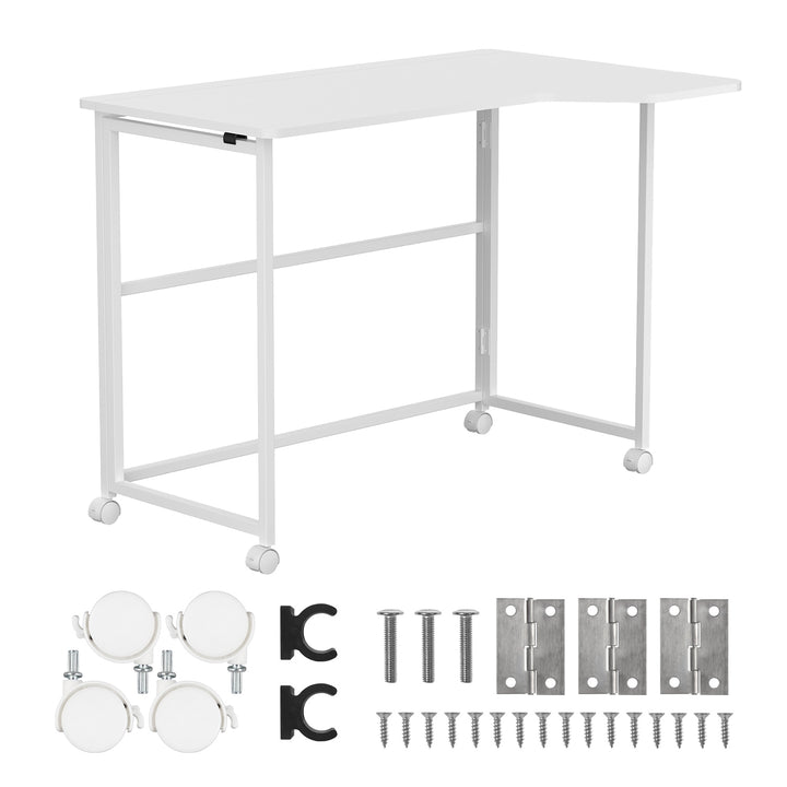 Sklopivi stol Maclean, bijeli, mobilni, 100x65 cm, max. 50 kg, L-oblik, MC-1250 L/W