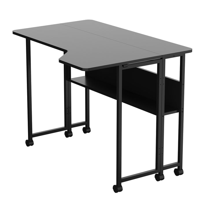 Sklopivi stol Maclean, crni, mobilni, 100x73 cm, max. 50 kg, L-oblik, MC-126 L/B