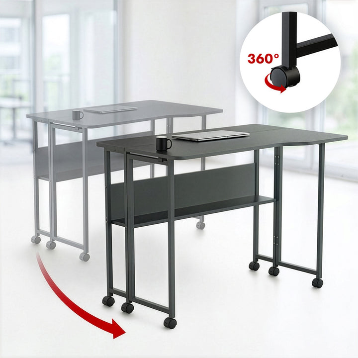 Sklopivi stol Maclean, crni, mobilni, 100x73 cm, max. 50 kg, L-oblik, MC-126 L/B