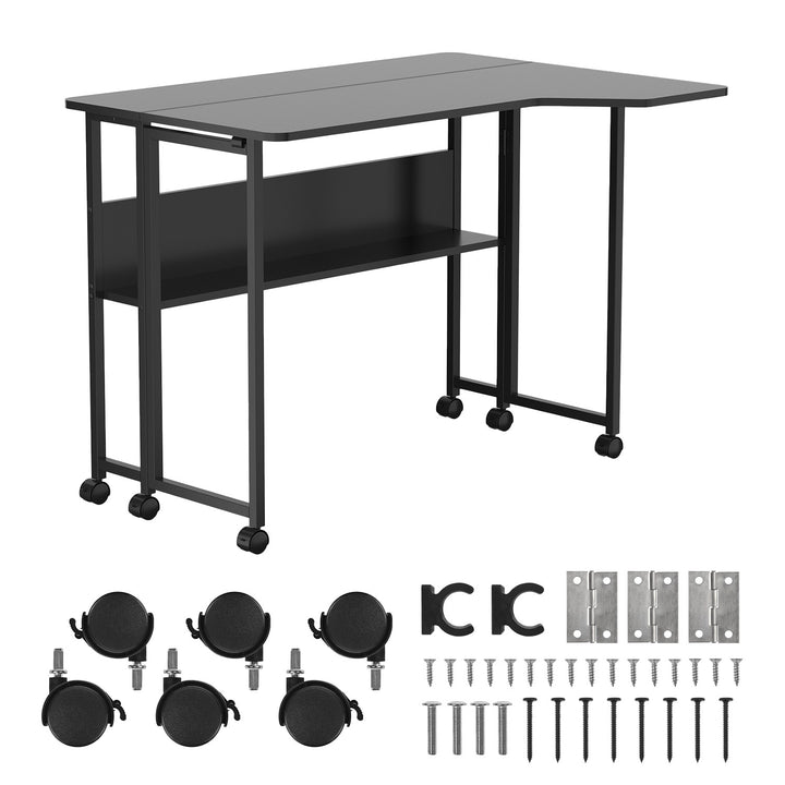Sklopivi stol Maclean, crni, mobilni, 100x73 cm, max. 50 kg, L-oblik, MC-126 L/B