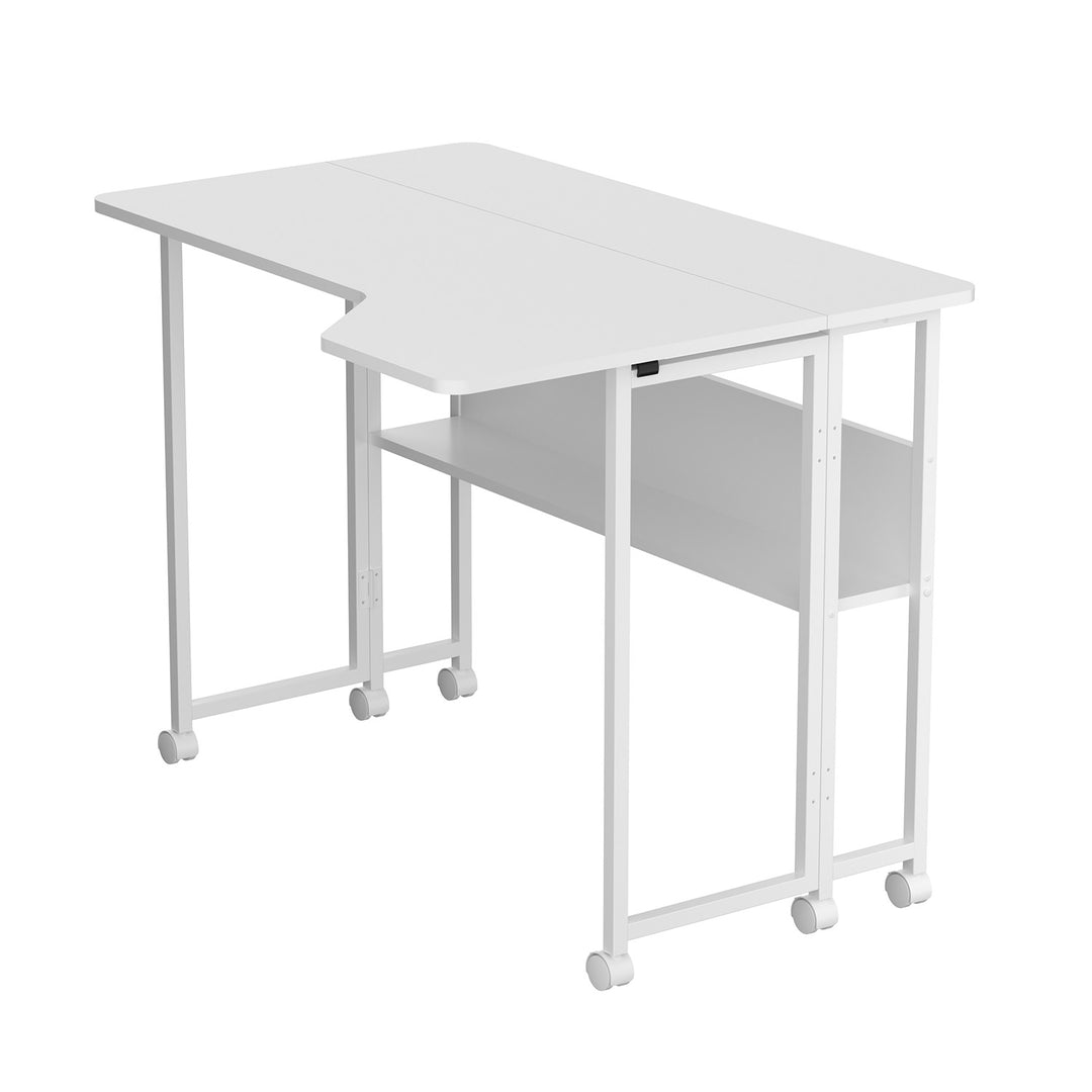 Sklopivi stol MacLean, bijeli, mobilni, 100x73 cm, max. 50 kg, L-oblik, MC-126 L/W