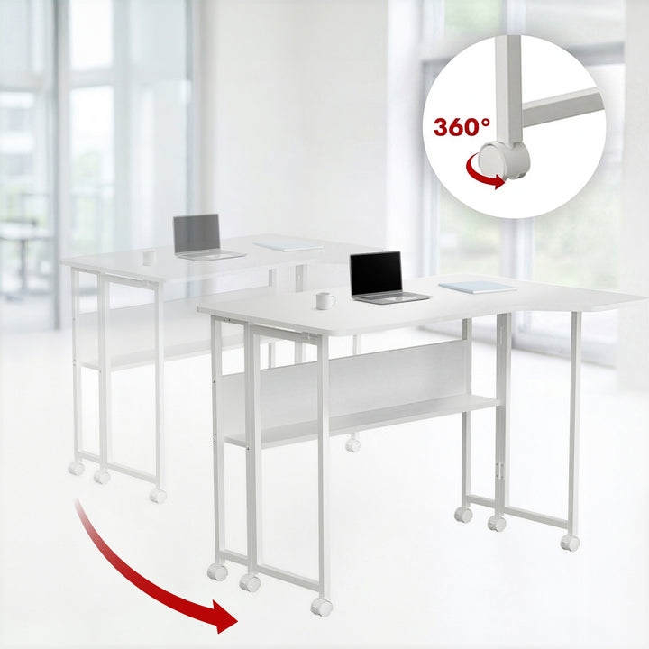 Sklopivi stol MacLean, bijeli, mobilni, 100x73 cm, max. 50 kg, L-oblik, MC-126 L/W