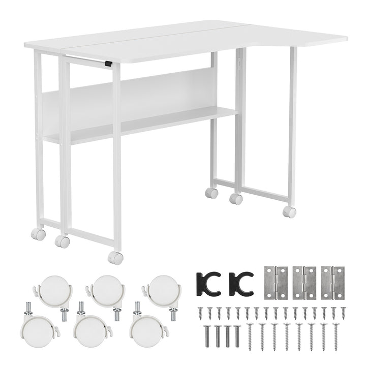 Sklopivi stol MacLean, bijeli, mobilni, 100x73 cm, max. 50 kg, L-oblik, MC-126 L/W
