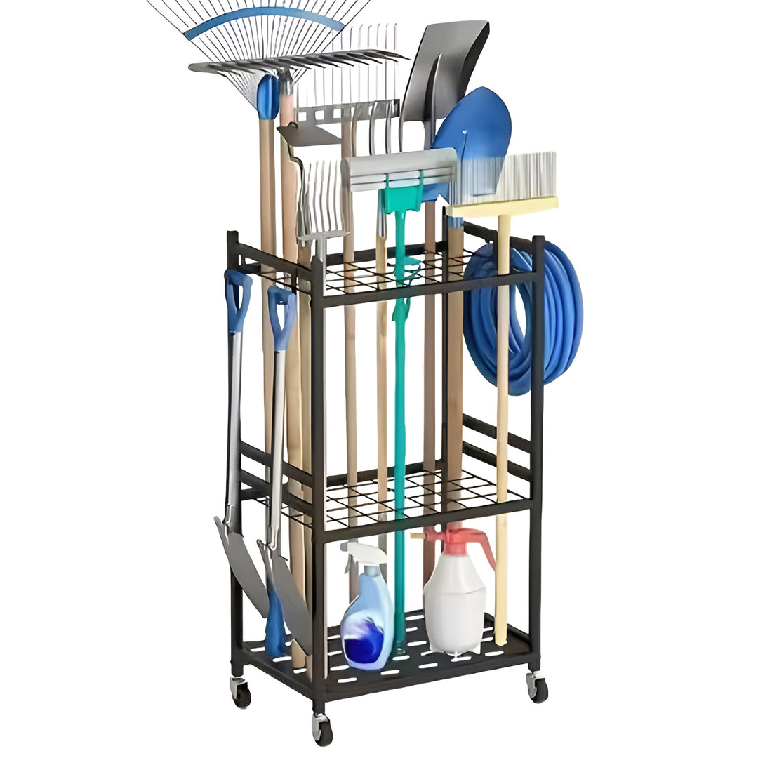 Maclean mobilni stalak za vrtne alate / kolica, crna, dimenzije 43x30x79 cm, max. 20 kg, MC-138