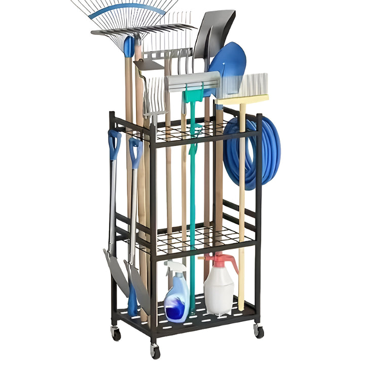 Maclean mobilni stalak za vrtne alate / kolica, crna, dimenzije 43x30x79 cm, max. 20 kg, MC-138