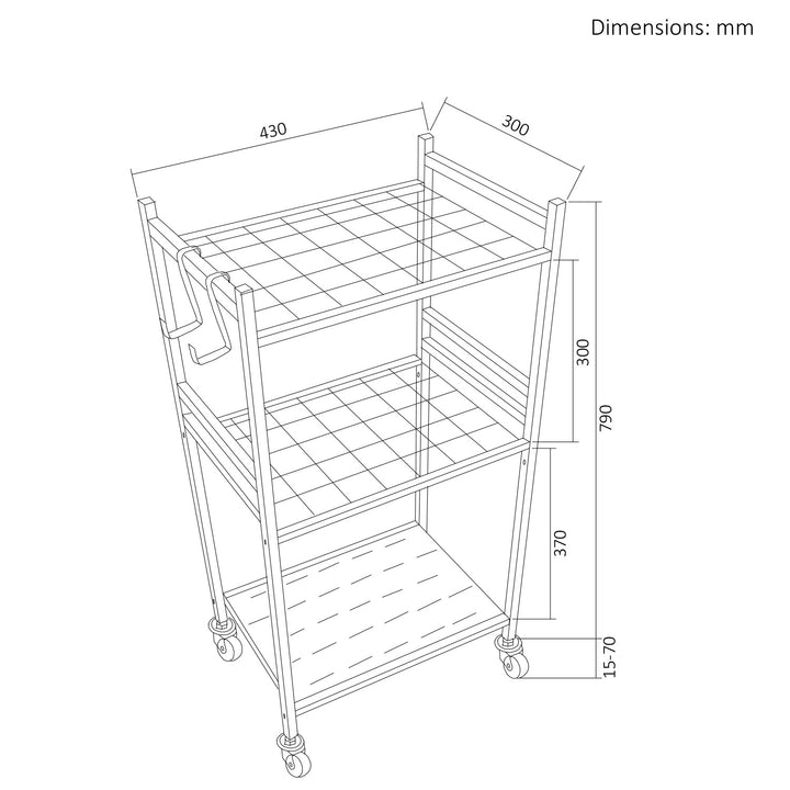 Maclean mobilni stalak za vrtne alate / kolica, crna, dimenzije 43x30x79 cm, max. 20 kg, MC-138
