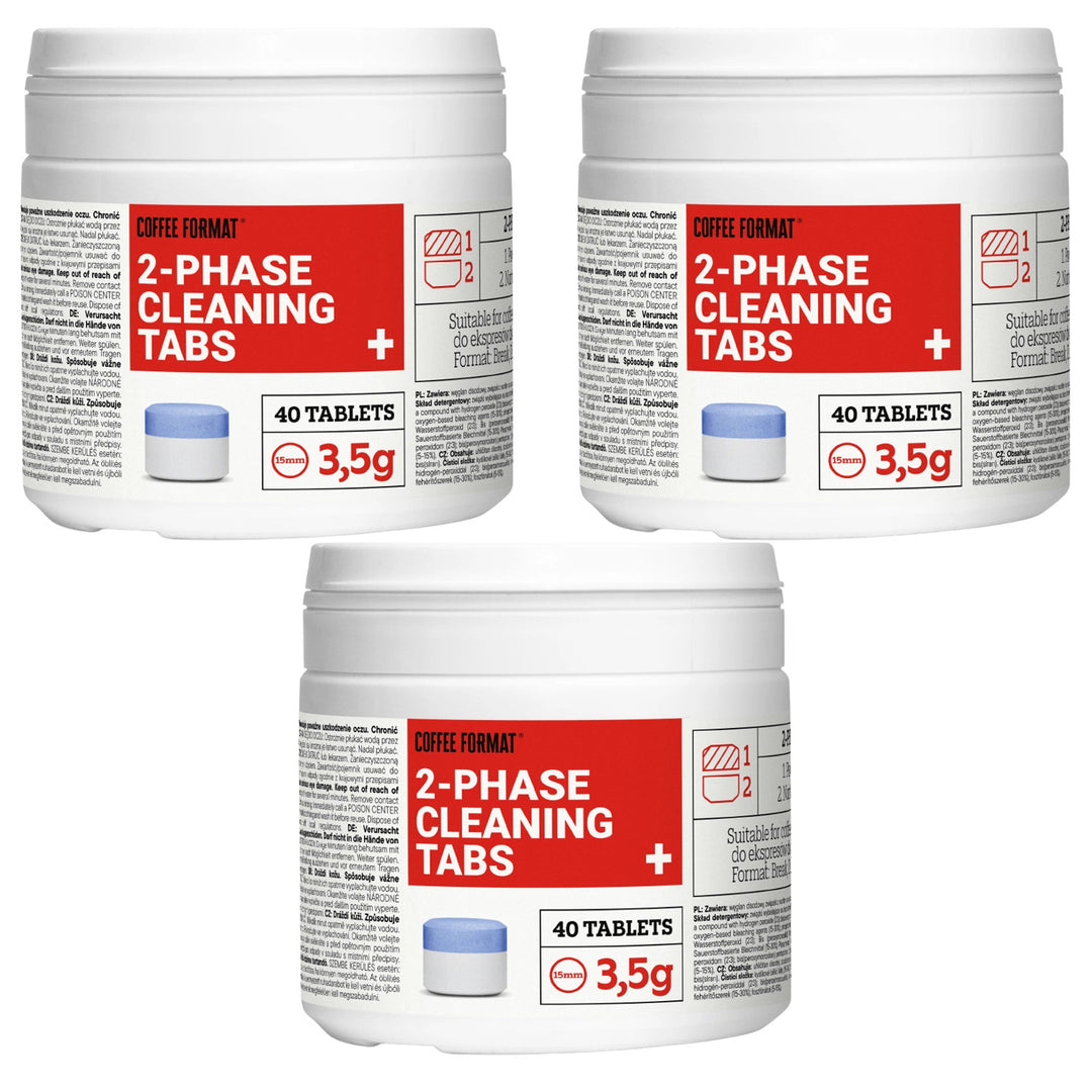 Tablete za čišćenje aparata za kavu, 2-fazne CLEANING TABS+ 40 x 3,5 g, format za kavu, 3 pakiranja