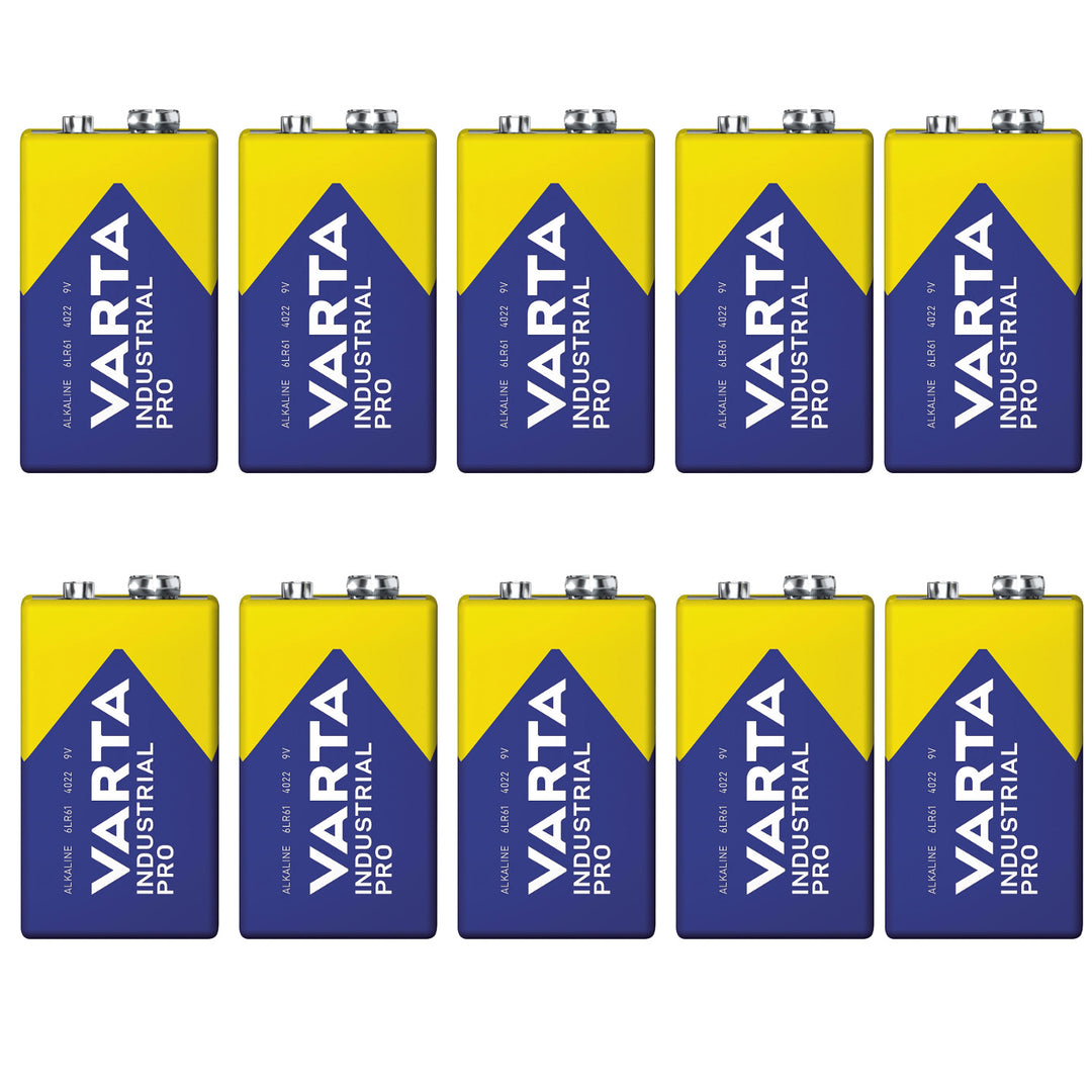 10x R9V R-9 6LR61 9V R-9 alkalne baterije – Varta Industrial Pro