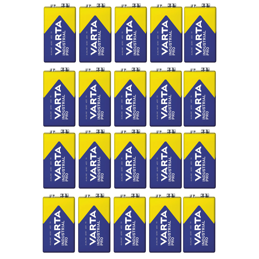 20x alkalnih baterija R9V R-9 6LR61 9V R-9 – Varta Industrial Pro