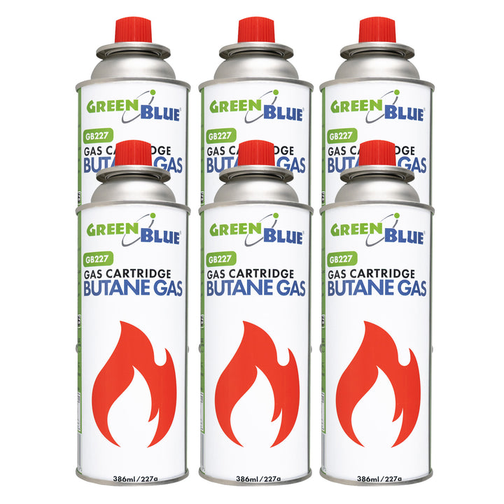 6 x 227 g GreenBlue plinskih patrona. Certifikat: Pi 0875, u skladu s EN 417, butan, radni raspon -10 °C do +40 °C, GB227