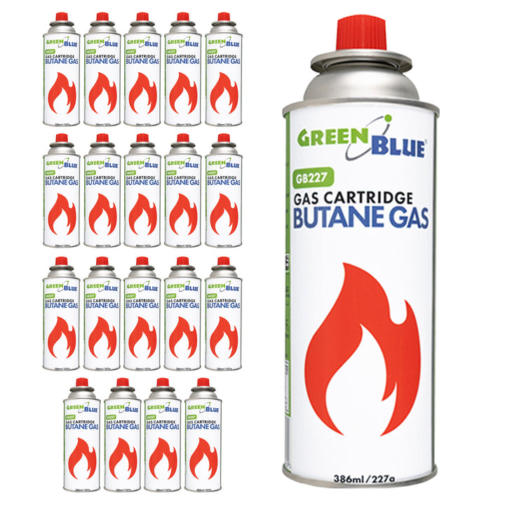 20 x 227 g GreenBlue plinskih patrona. Certifikat: Pi 0875, u skladu s EN 417, butan, radni raspon -10 °C do +40 °C, GB227