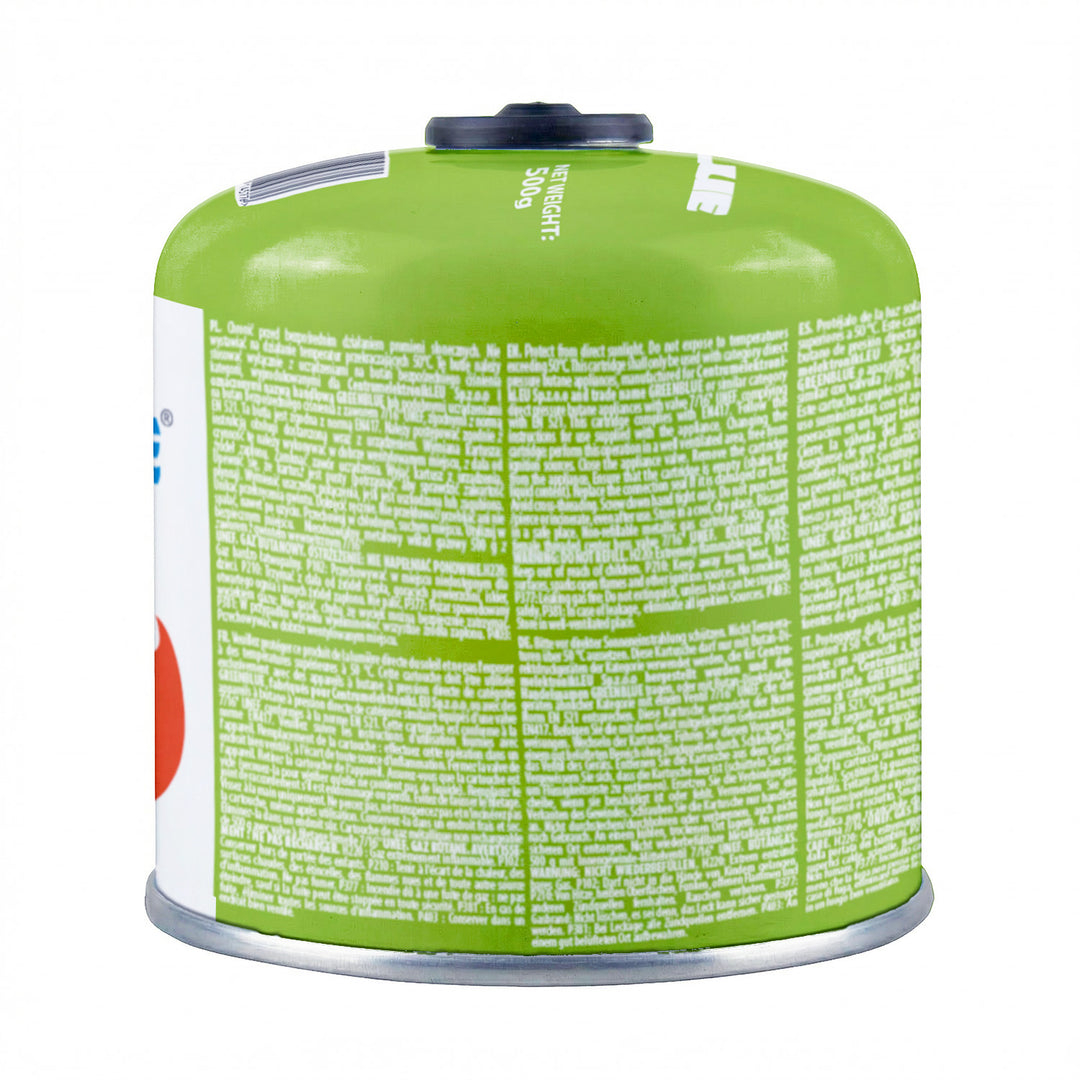 12 x 500 g GreenBlue plinskih patrona. Certifikat: Pi 0437, u skladu s EN 417, butan-propane, radni temperaturni raspon –10 °C do +40 °C, navojni ventil 7/16&