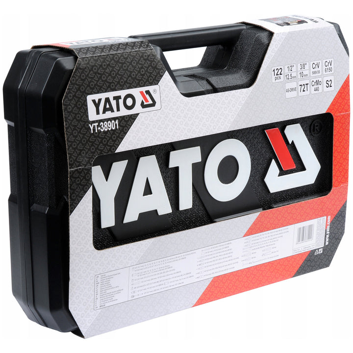 Yato profesionalni set alata, 122 dijela (nastavci, nasadni ključevi, odvijači, čekić), odvijači s magnetskim i kaljenim vrhovima, YT-38901