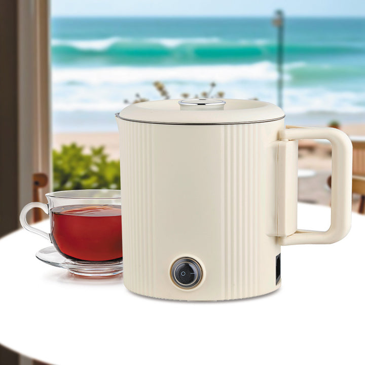 Maestro 2-u-1 električni čajnik / putni lonac, kapacitet 0,8 l, 600 W, sklopiva ručka, prekidač za odabir napona 110 V/230 V, bež, MR-009-BEIGE