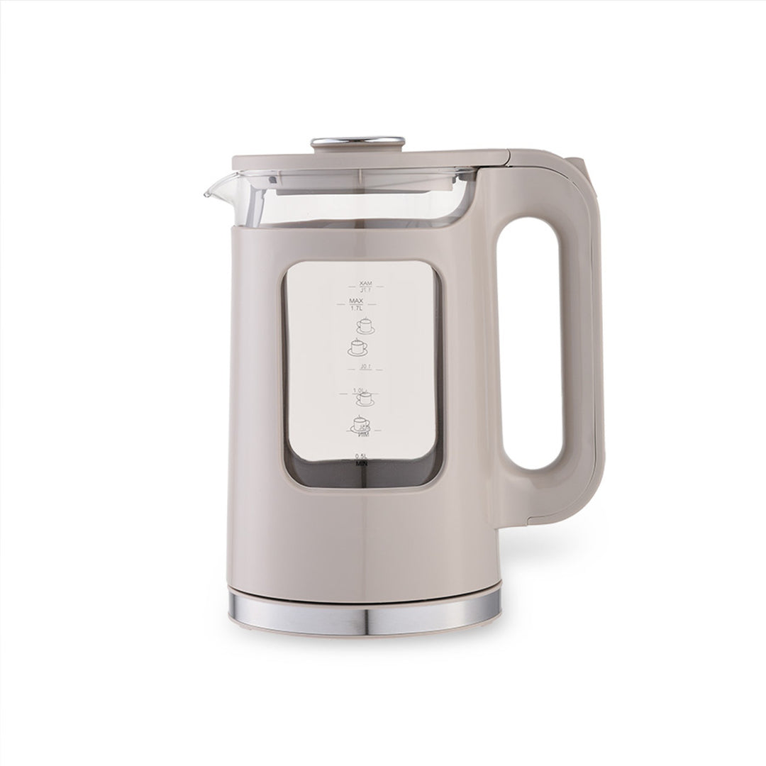 Staklena električna kuharica Maestro, zapremina 1,7 l, 2200 W, pokazatelj razine vode, LED pozadinsko osvjetljenje, rotirajuća podloga, bež, MR-065-BEIGE