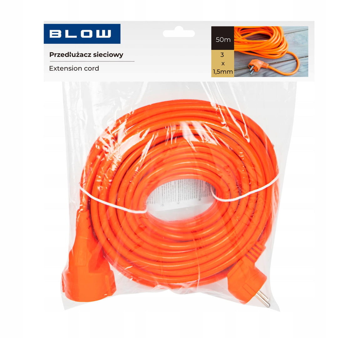 Produžni kabel s utičnicom, narančasti, 50 m, uzemljena utičnica, PR-160