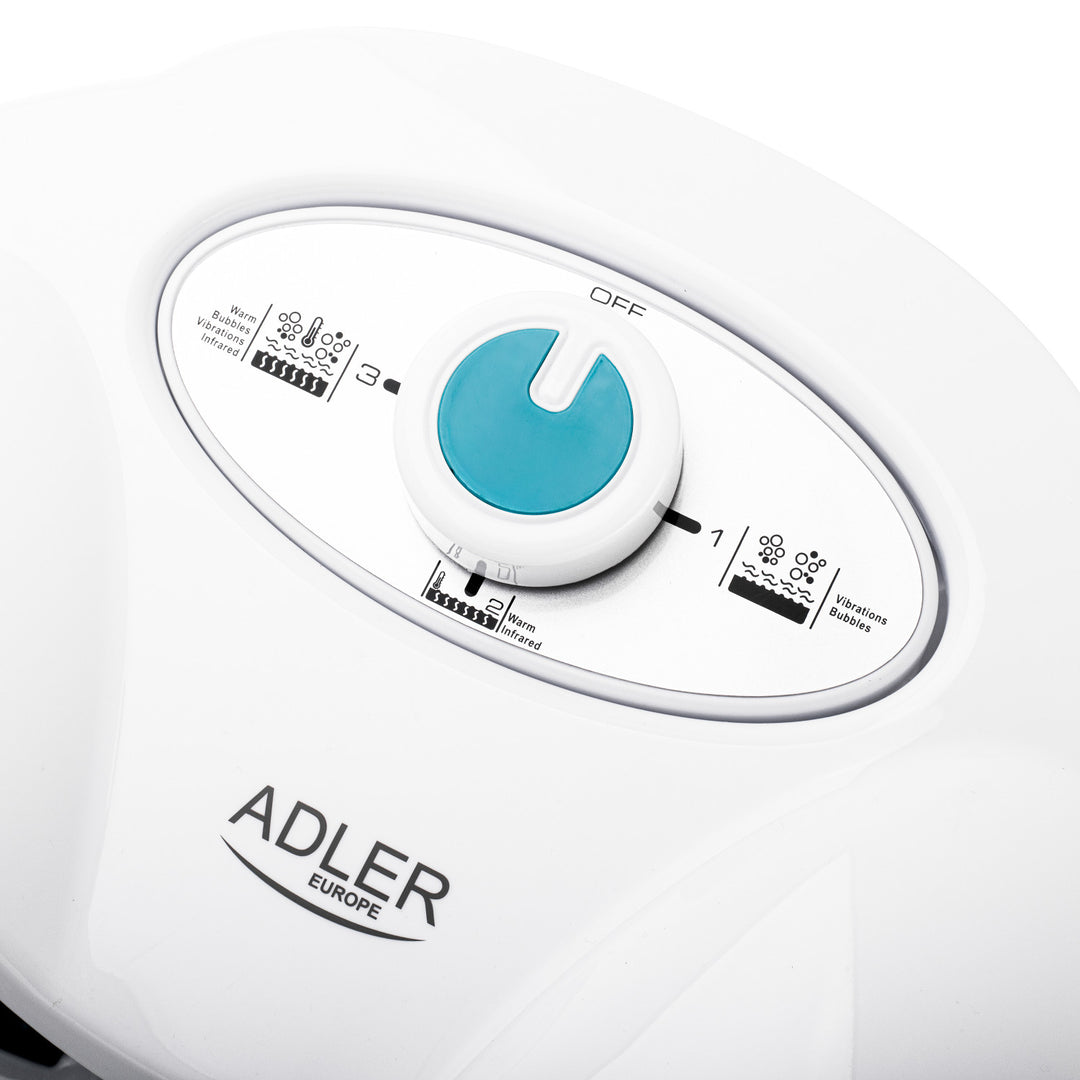 Adler masažer za stopala, masaža mjehurićima, vibracijama i toplinom, infracrvena, 4 valjka + 3 nastavka, AD 2167 bijela
