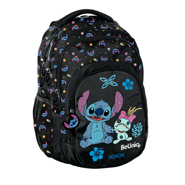 Set za školu Stitch Paso, ruksak s tri pretinca, navlaka za laptop i ojačanim dnom, futrola za olovke s elastičnim trakama za pribor, vrećica za cipele koja se može nositi na leđima, DS26MM