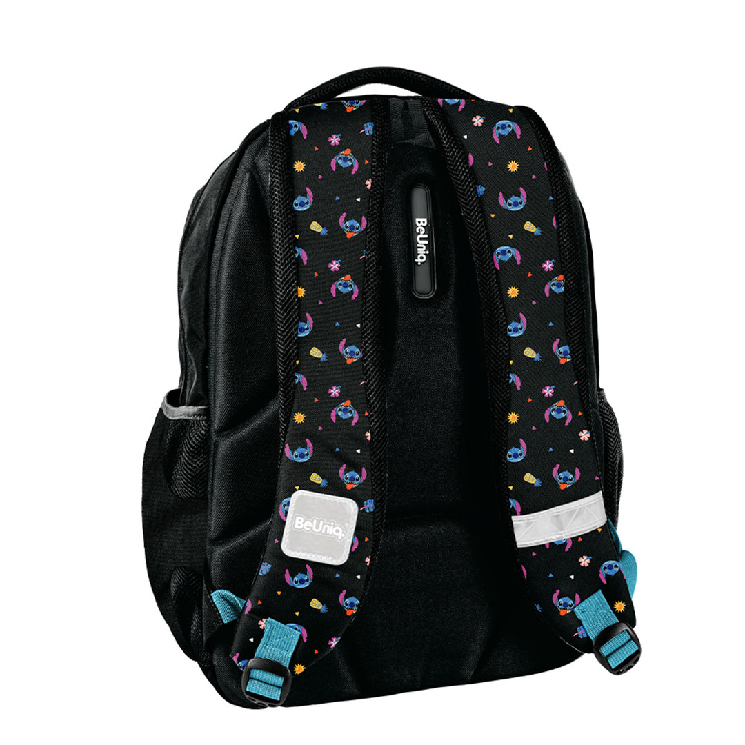 Set za školu Stitch Paso, ruksak s tri pretinca, navlaka za laptop i ojačanim dnom, futrola za olovke s elastičnim trakama za pribor, vrećica za cipele koja se može nositi na leđima, DS26MM