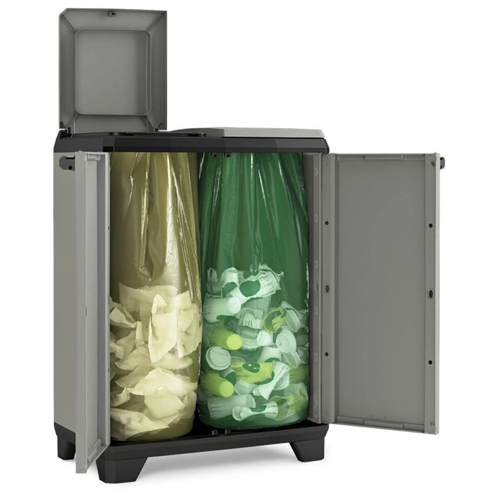 Keter Planet kanta za razdvajanje otpada, kapacitet 2x110 l, siva, 68x39x92 cm, 246640