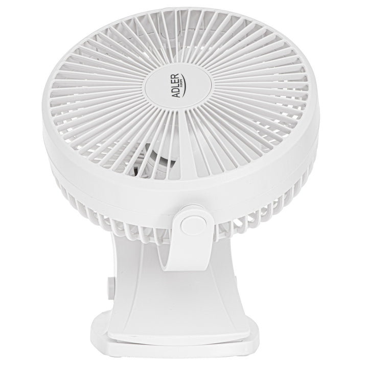 Stolni ventilator s kopčom, punjiv, 15,5 cm, rotacija 360°, USB-C, Adler