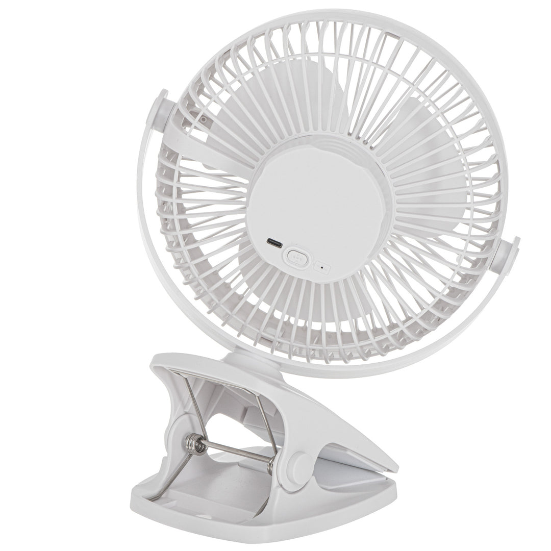 Stolni ventilator s kopčom, punjiv, 15,5 cm, rotacija 360°, USB-C, Adler