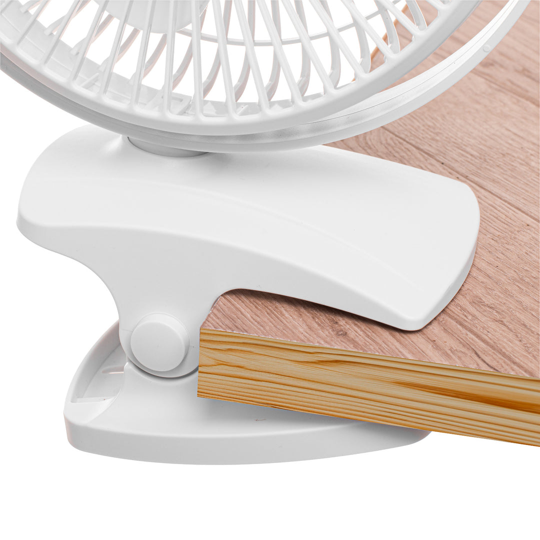 Stolni ventilator s kopčom, punjiv, 15,5 cm, rotacija 360°, USB-C, Adler