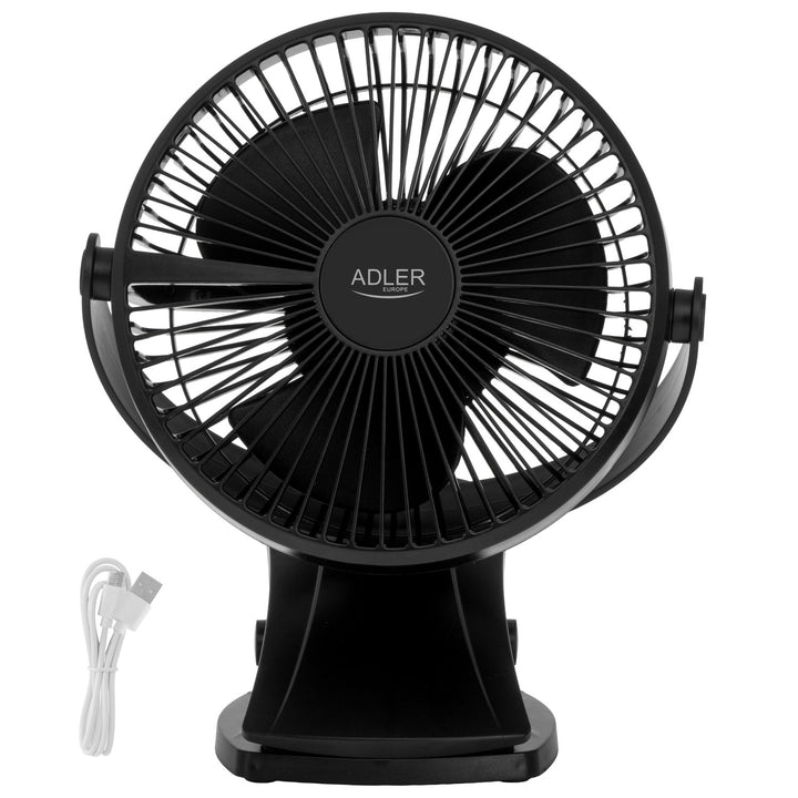 Stolni ventilator s kopčom, punjiv, 15,5 cm, rotacija 360°, USB-C, Adler