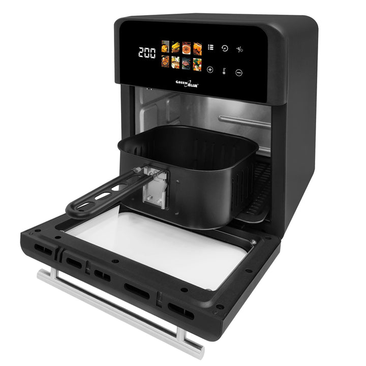 GreenBlue AIR FRYER friteza na zrak bez ulja, 1800 W, kapacitet 10 litara, 8 programa, dodaci, tajmer, GB950 + 100 papirnatih uložaka 16 cm