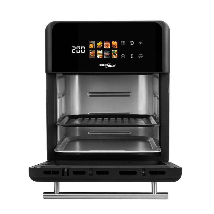 GreenBlue AIR FRYER friteza na zrak bez ulja, 1800 W, kapacitet 10 litara, 8 programa, dodaci, tajmer, GB950 + 100 papirnatih uložaka 16 cm