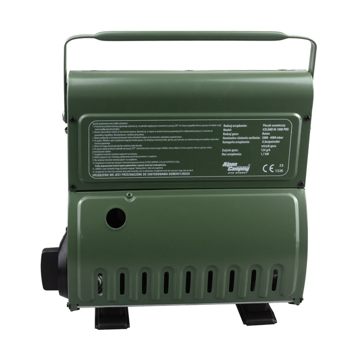Alpen Camping prijenosni plinski štednjak, 2-u-1, potrošnja plina 124 g/h, piezo paljenje, ICELAND IK-1000 PRO+ 4 x 227 g GreenBlue plinske patrone. Certifikat: Pi 0875, u skladu sa standardom EN417.
